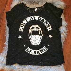 Divided H&M Black Lace French Vampire Shirt